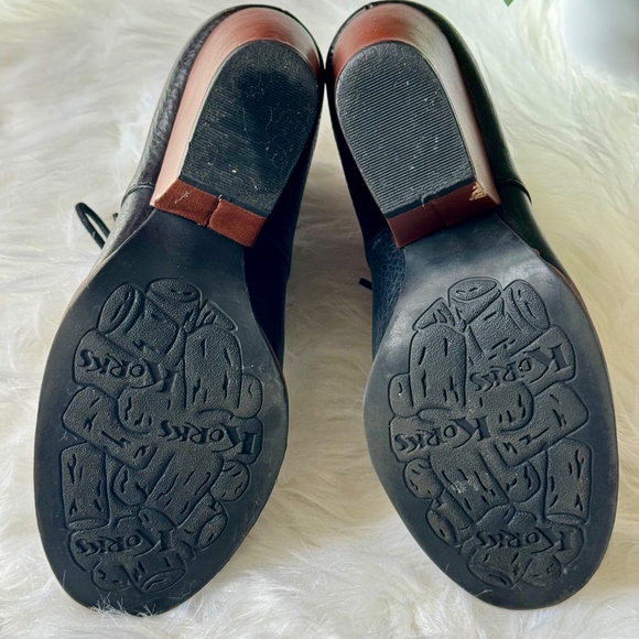 Kork-Ease Roana Lace up Black Leather Ankle Booties Two-Tone Chunky Heel  7.5 - Picture 9 of 13